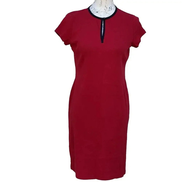 Lauren Ralph Lauren Sheath Midi Dress Women's Medium Red - Picture 1 of 13